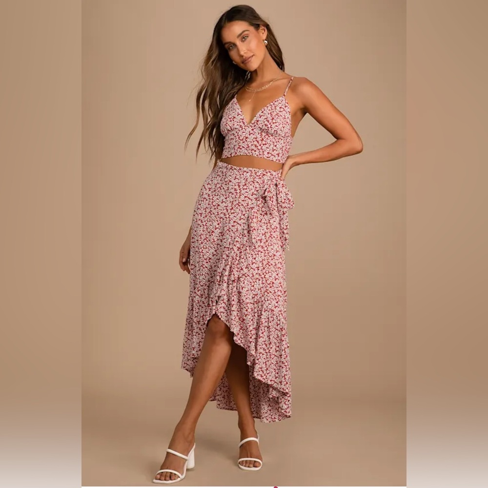 Lulu's Floral Matching set, High-Low Skirt and Top